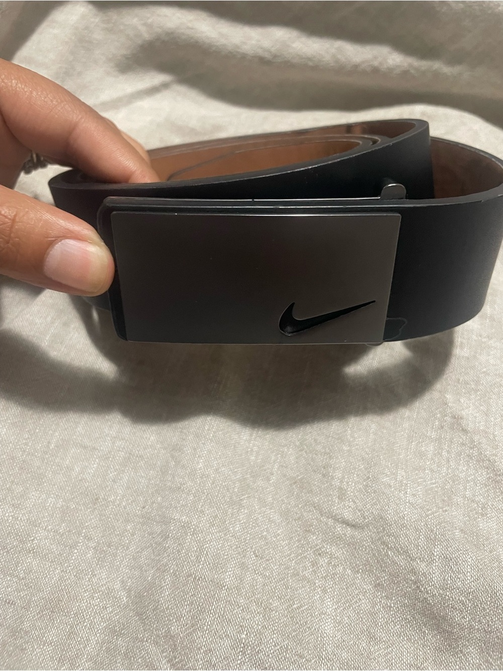 Nike Black Leather Belt with Buckle